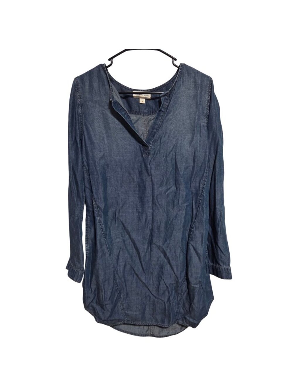 Cloth & Stone Anthropologie Tunic Top Size Small Blue Chambray Denim Lagenlook
